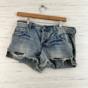 Free People Distressed Button Fly Denim Shorts Size 27